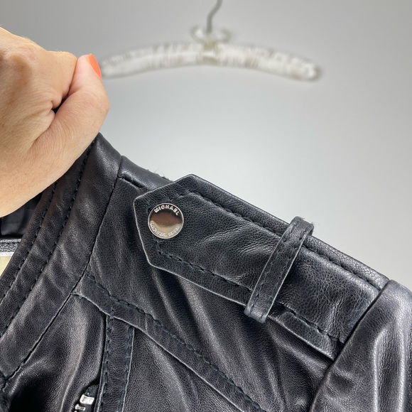 Michael Kors 100% Leather Black Asymmetrical Moto Jacket M - Picture 7 of 8